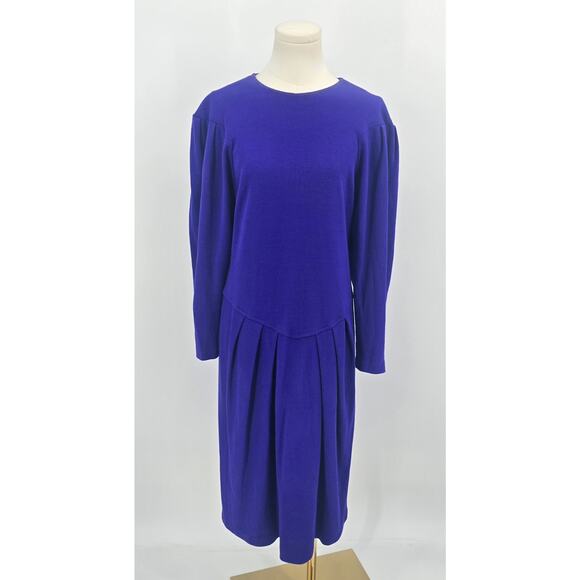Vintage Howard Wolf Royal Drop Waist Purple Button-Back Dress - Picture 1 of 5